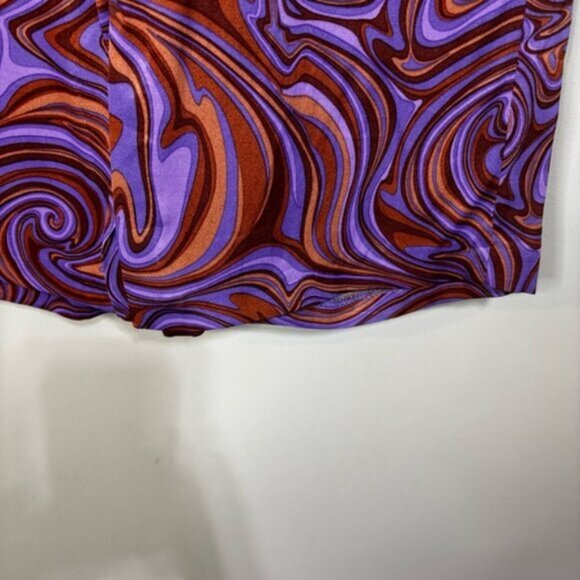 Zara Women Small Pants Purple Brown Swirl High Rise Retro Hippie Flared 60-70’s - Picture 11 of 12